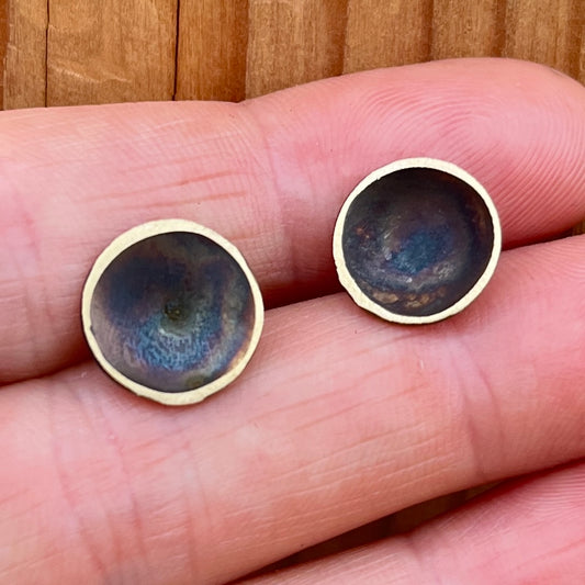 Circle Dish Studs in Silver or Brass