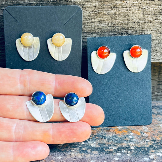 Silver Fiona Earrings with natural stones