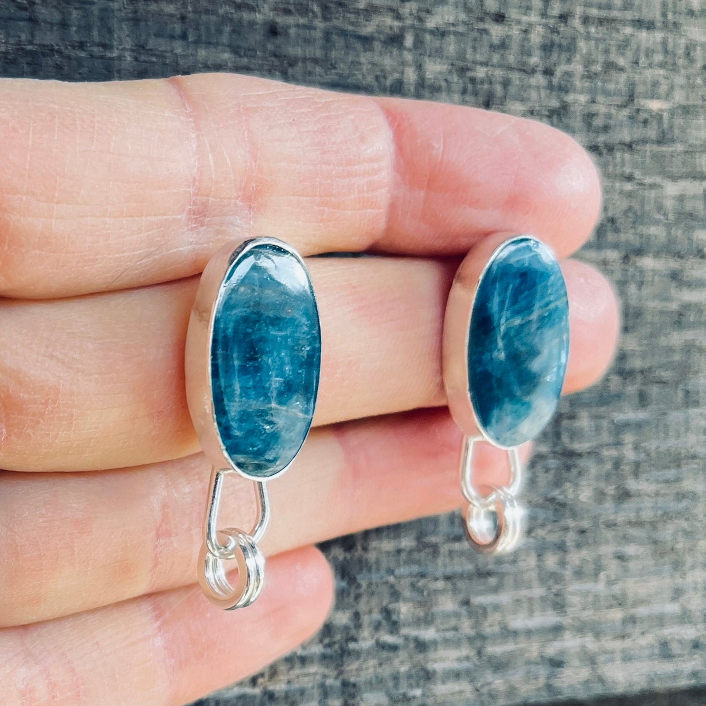 Blue Apatite Stud Earrings