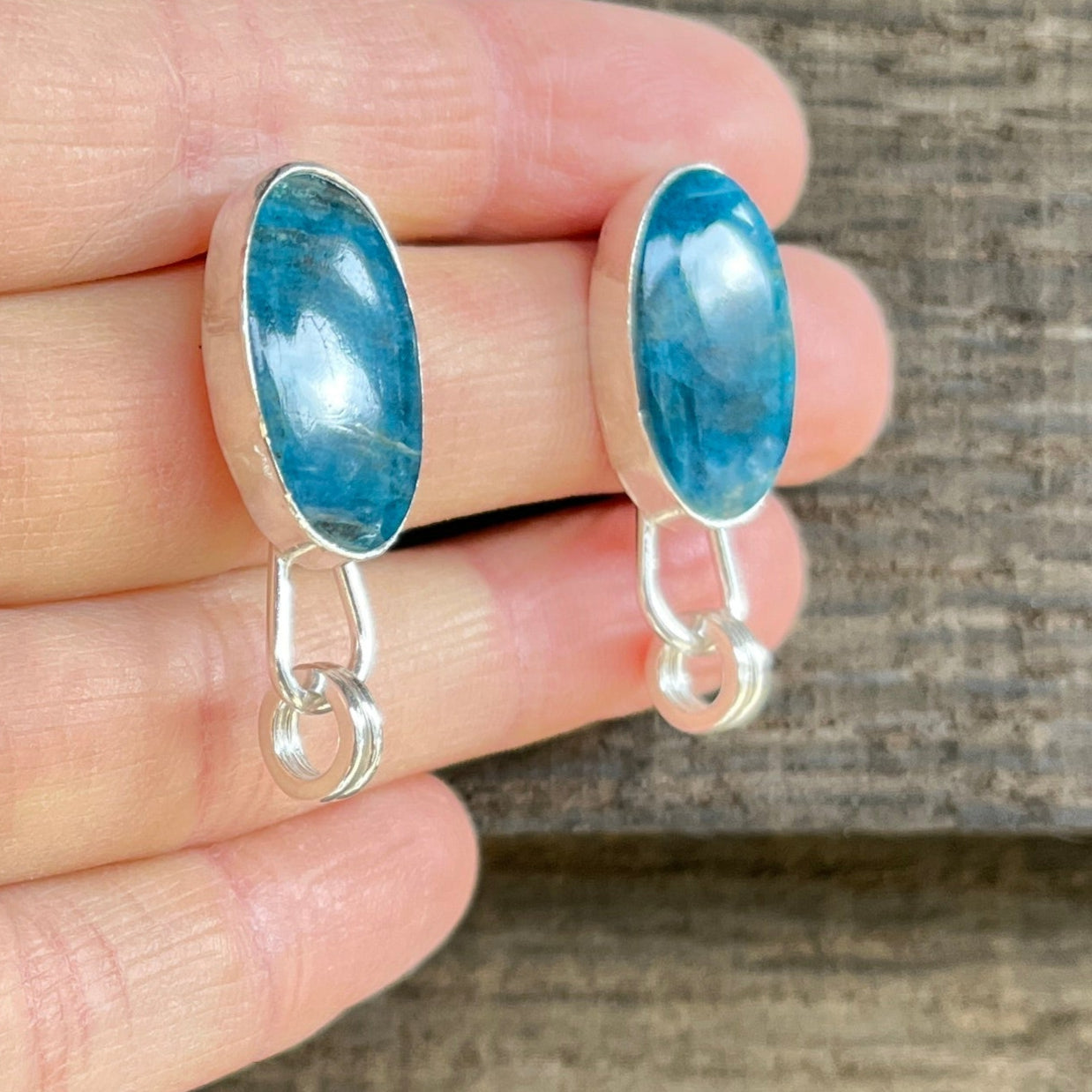Blue Apatite Stud Earrings