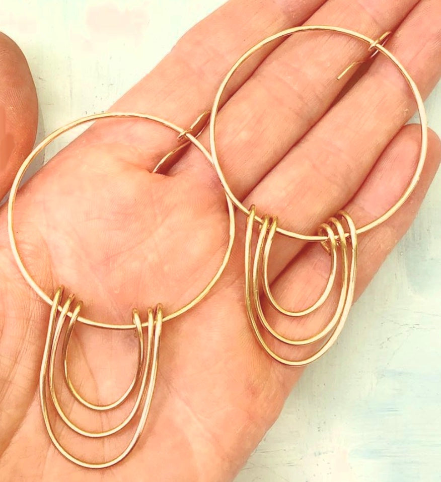 Brass Geometric Hoop Earrings - Made to order