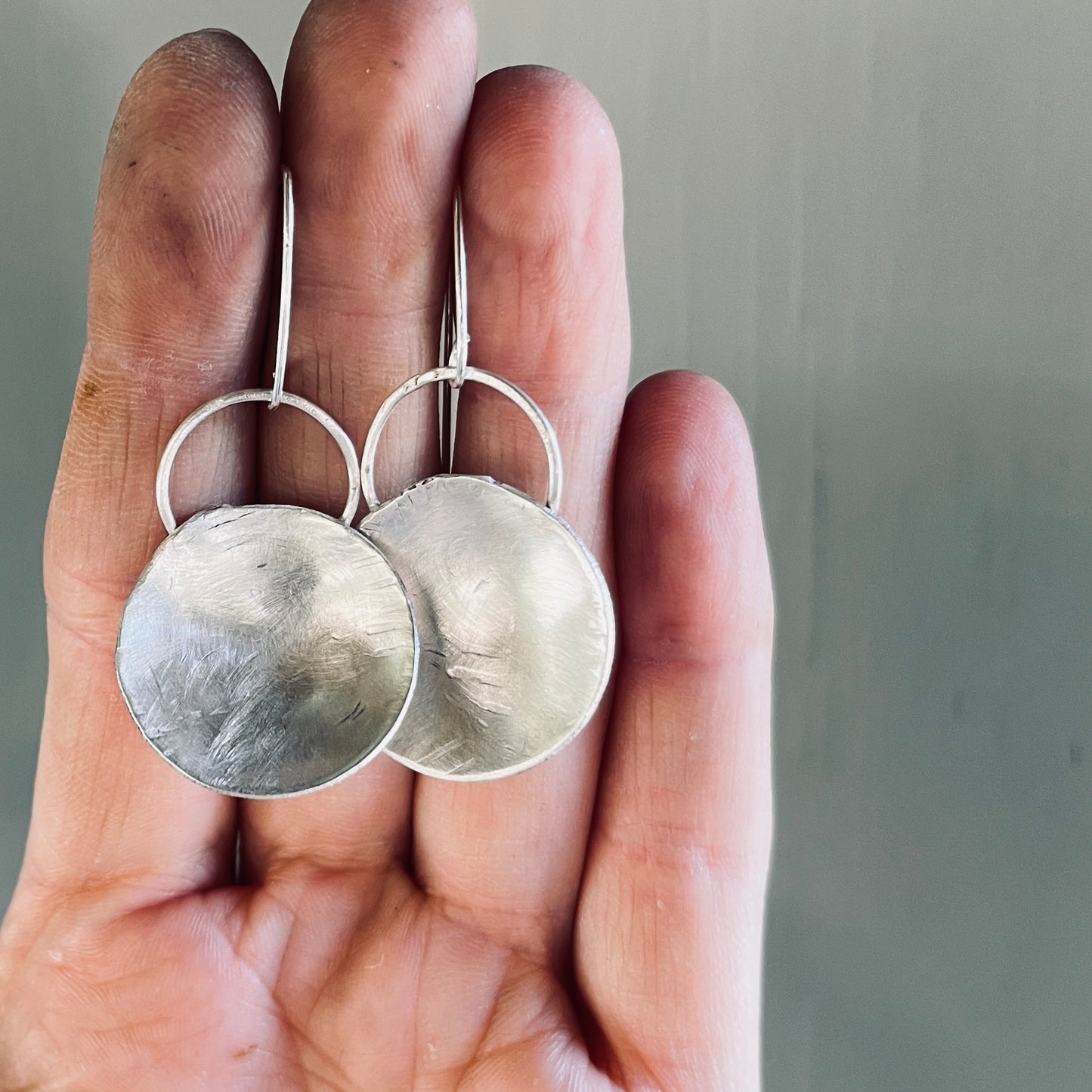 Disk Earrings in Silver