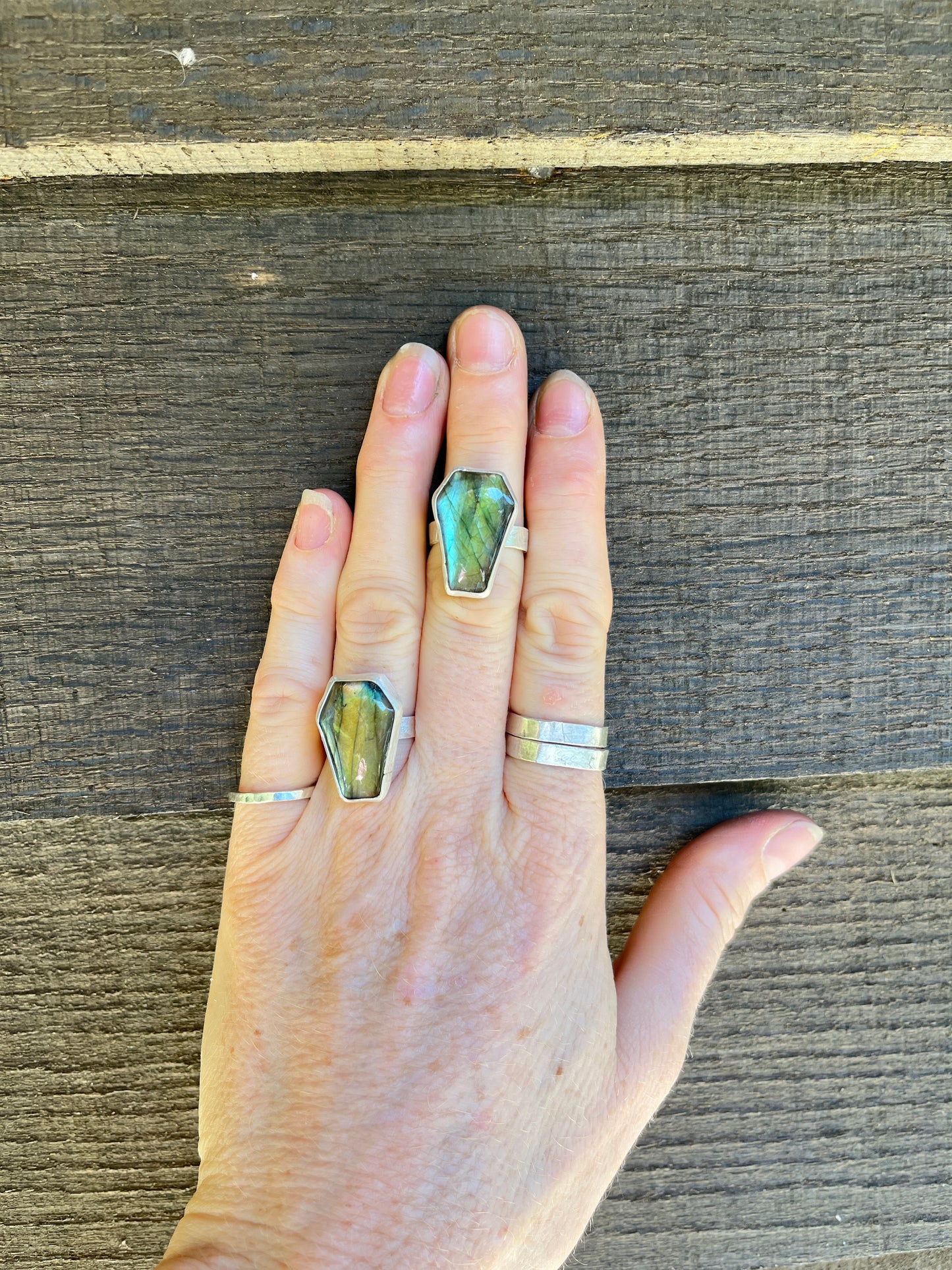 Labradorite Coffin ring sz 6.5