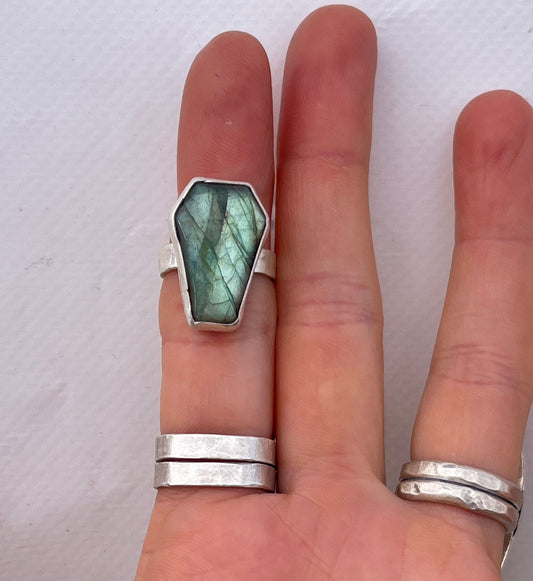 Labradorite Coffin ring sz 6.5