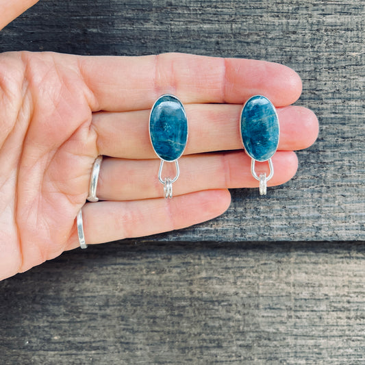 Blue Apatite Stud Earrings