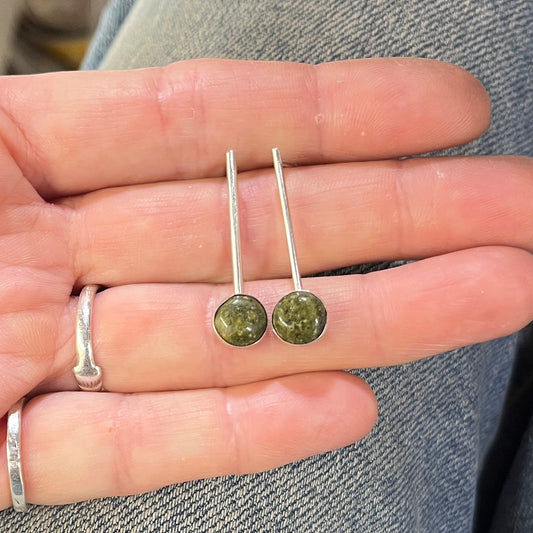 Silver Stone Drop Earrings - Jasper