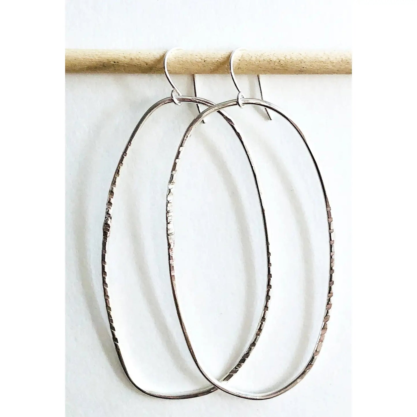 Hammered Organic Hoop Earrings in Silver