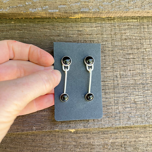 Silver stud and dangle earrings